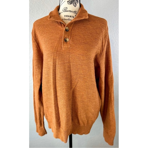 Red Ale by Alesbury Men Riverside Button Mockneck Sweater Rust, size Medium - Picture 2 of 8